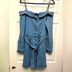 Denim button down long sleeve dress